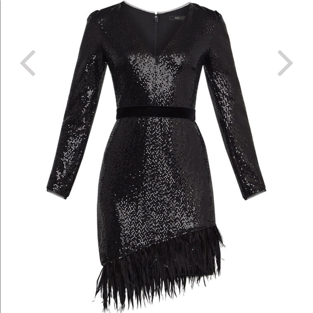 NWOT BCBGMAXAZRIA Sequin And Feather Dress